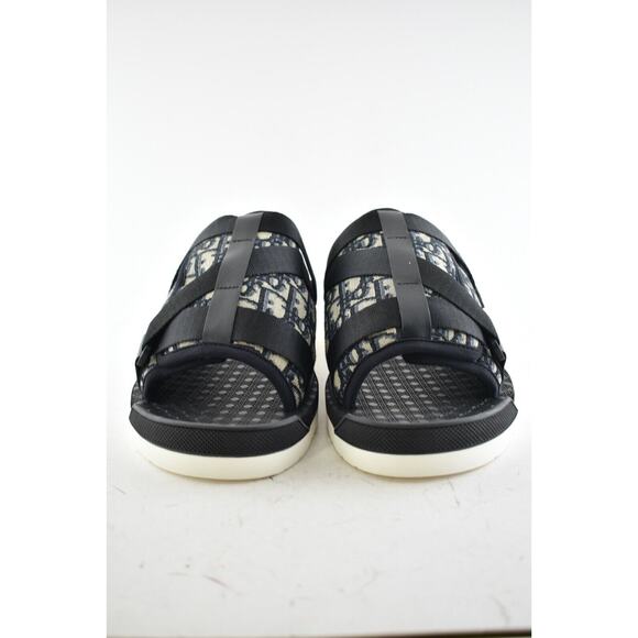 Dior Mens Alpha Sandal Beige Black Blue Oblique Jacquard Logo Slide Slip On 42 9 - Picture 5 of 11